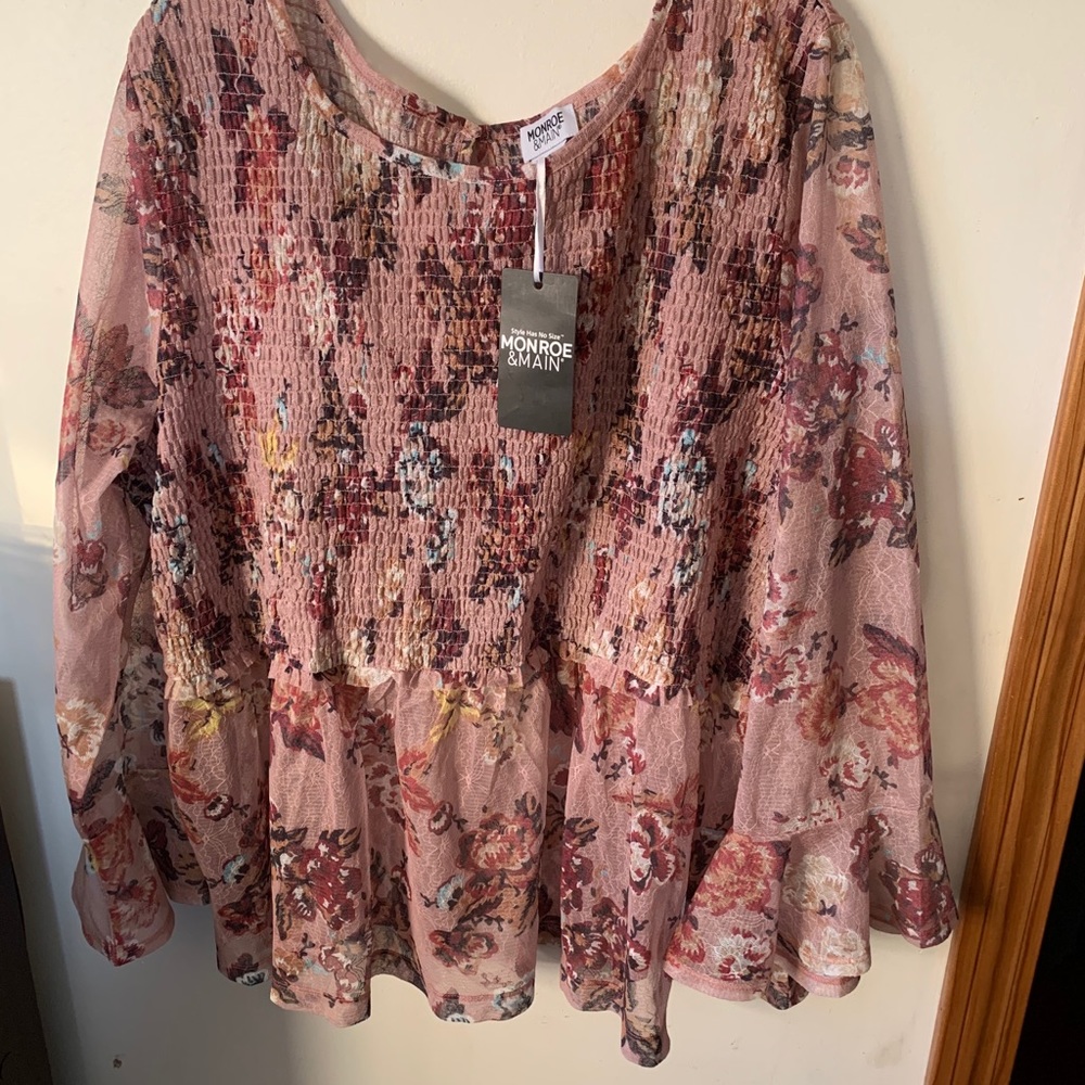 MONROE & MAIN BLOUSE PINK NEW 3X